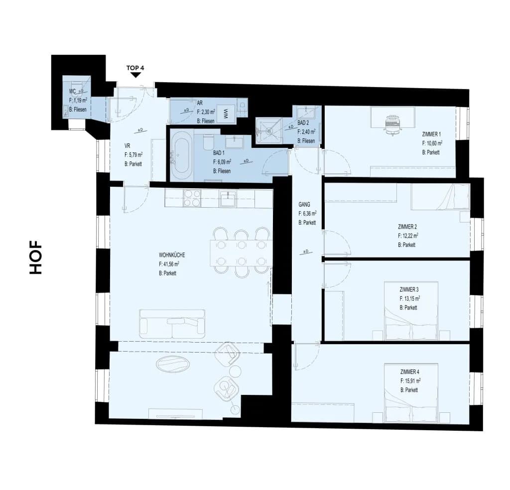 5-Zimmer-Wohnung mieten in Wien – 117,57 m², € 2.270 – Bild 7 von 7