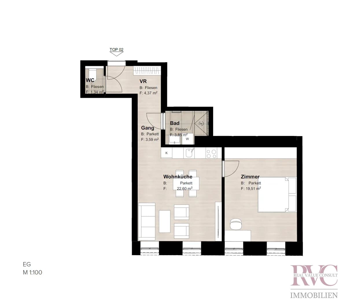 2-Zimmer-Gewerbeimmobilie kaufen in Wien – 55,26 m², € 249.000 – Bild 3 von 6