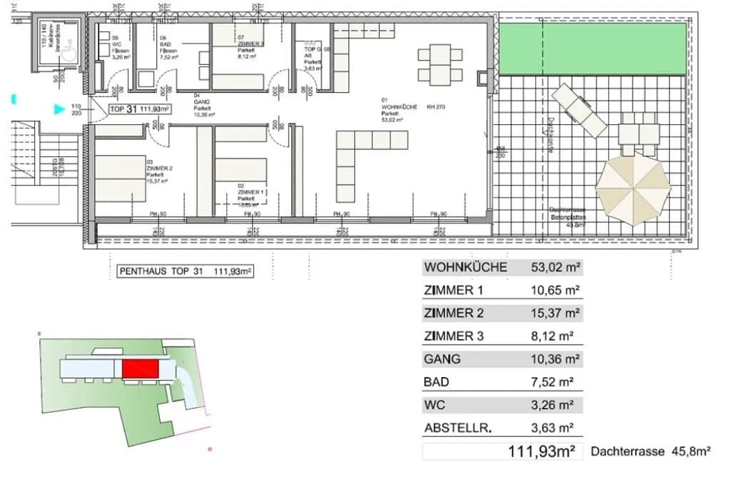 4-Zimmer-Wohnung mieten in Graz – 112 m², € 2.266 – Bild 11 von 22