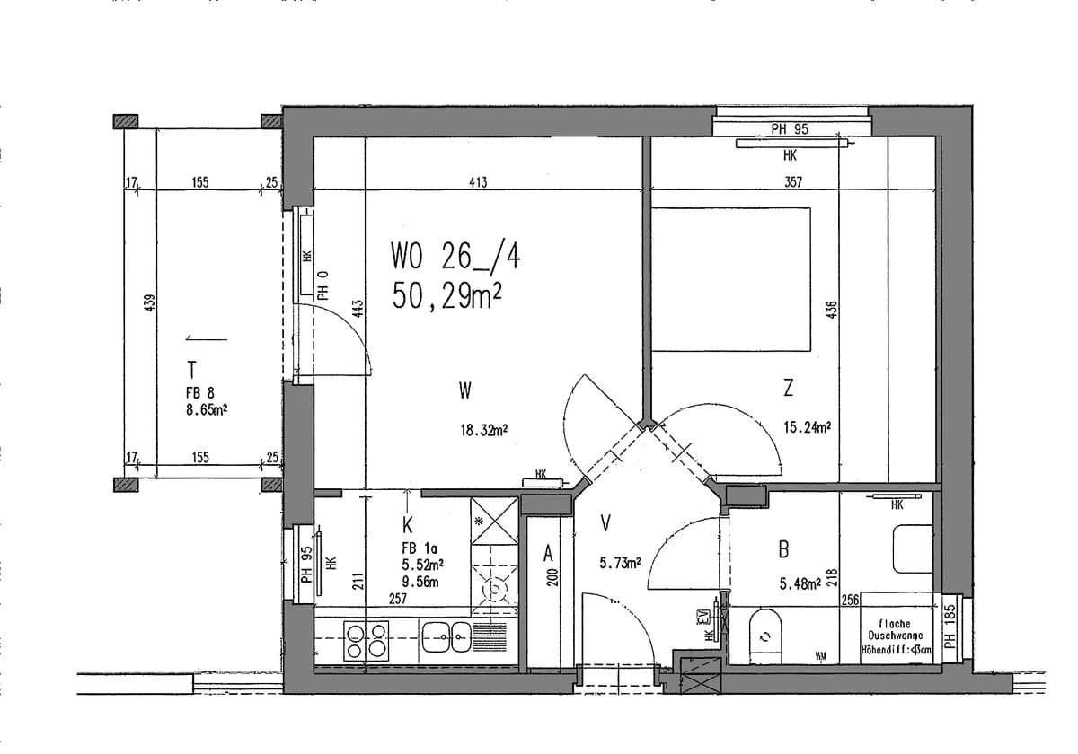 2-Zimmer-Wohnung mieten in Graz – 50,2 m², € 829 – Bild 2 von 3