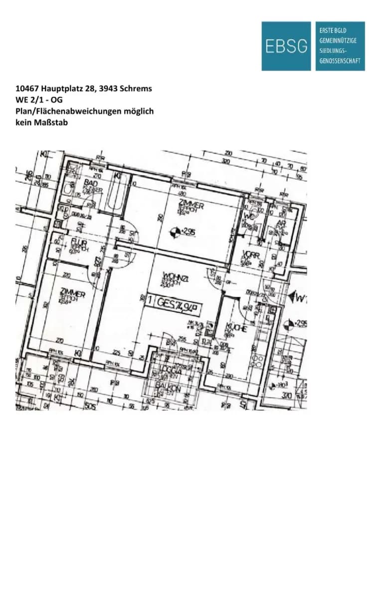 3-Zimmer-Wohnung mieten in Gmünd – 74,94 m², € 533 – Bild 2 von 2