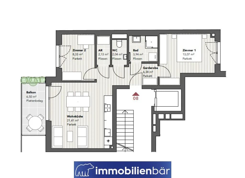 3-Zimmer-Wohnung kaufen in Wien – 57,3 m², € 529.000 – Bild 7 von 7