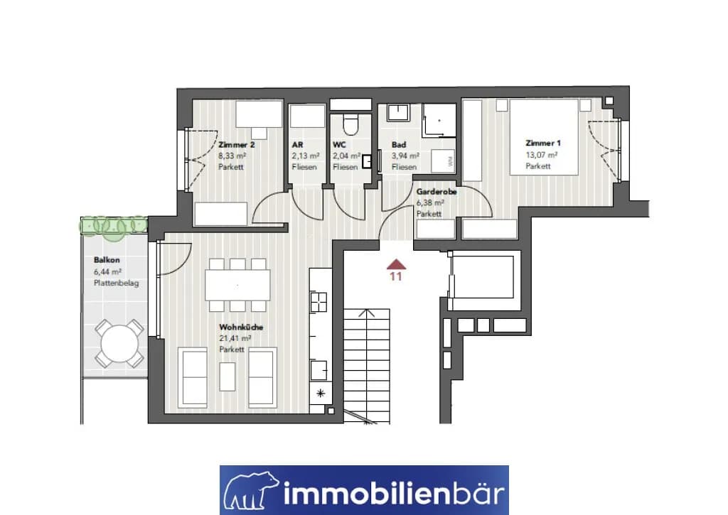 3-Zimmer-Wohnung kaufen in Wien – 57,3 m², € 549.000 – Bild 7 von 7