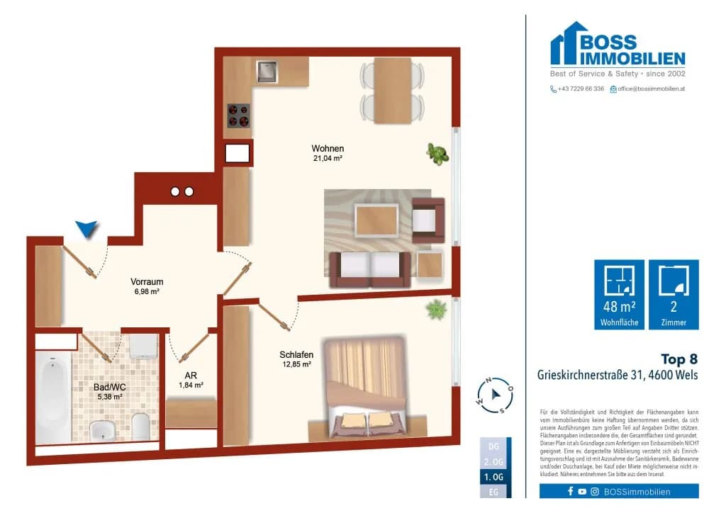 2-Zimmer-Wohnung mieten in Wels – 48,09 m², € 716 – Bild 13 von 13