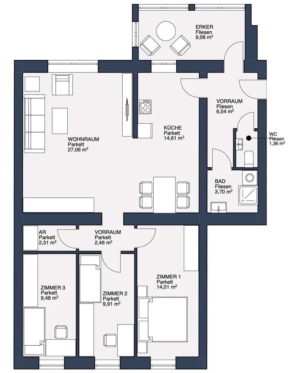 4-Zimmer-Wohnung kaufen in Korneuburg – 100,5 m², € 539.000 – Bild 2 von 16