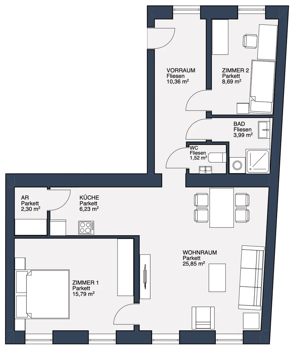 3-Zimmer-Wohnung kaufen in Korneuburg – 74,41 m², € 399.000 – Bild 2 von 16