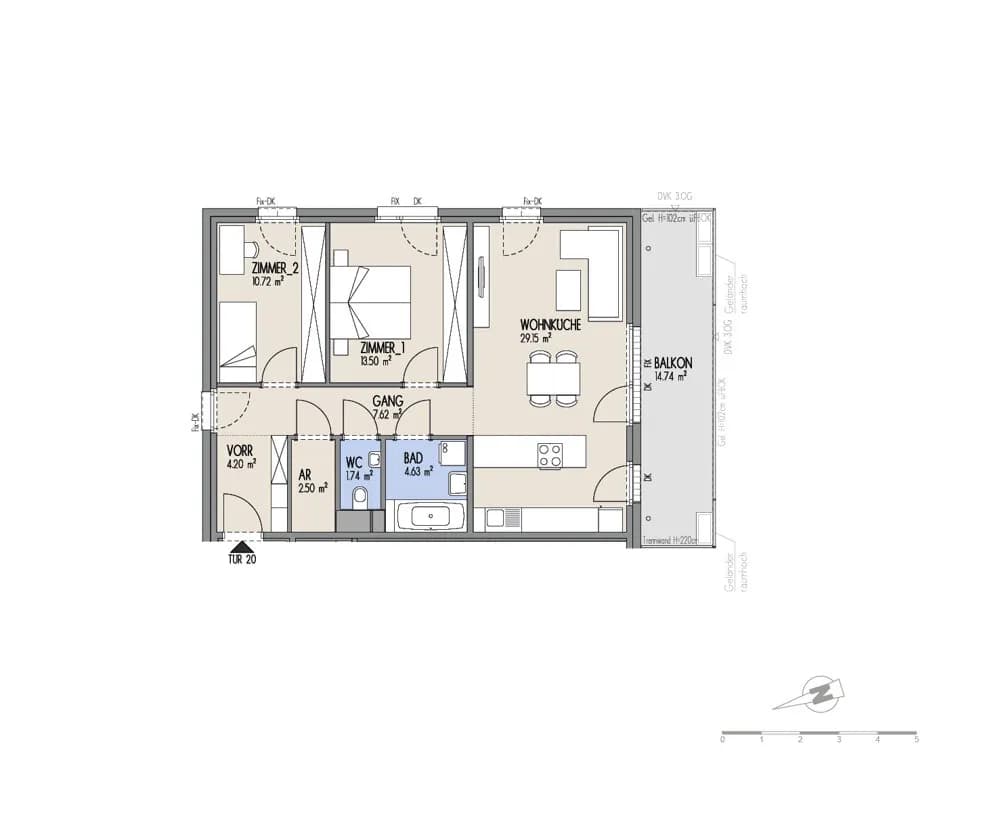 3-Zimmer-Wohnung kaufen in Wien – 74,9 m², € 459.000 – Bild 3 von 3