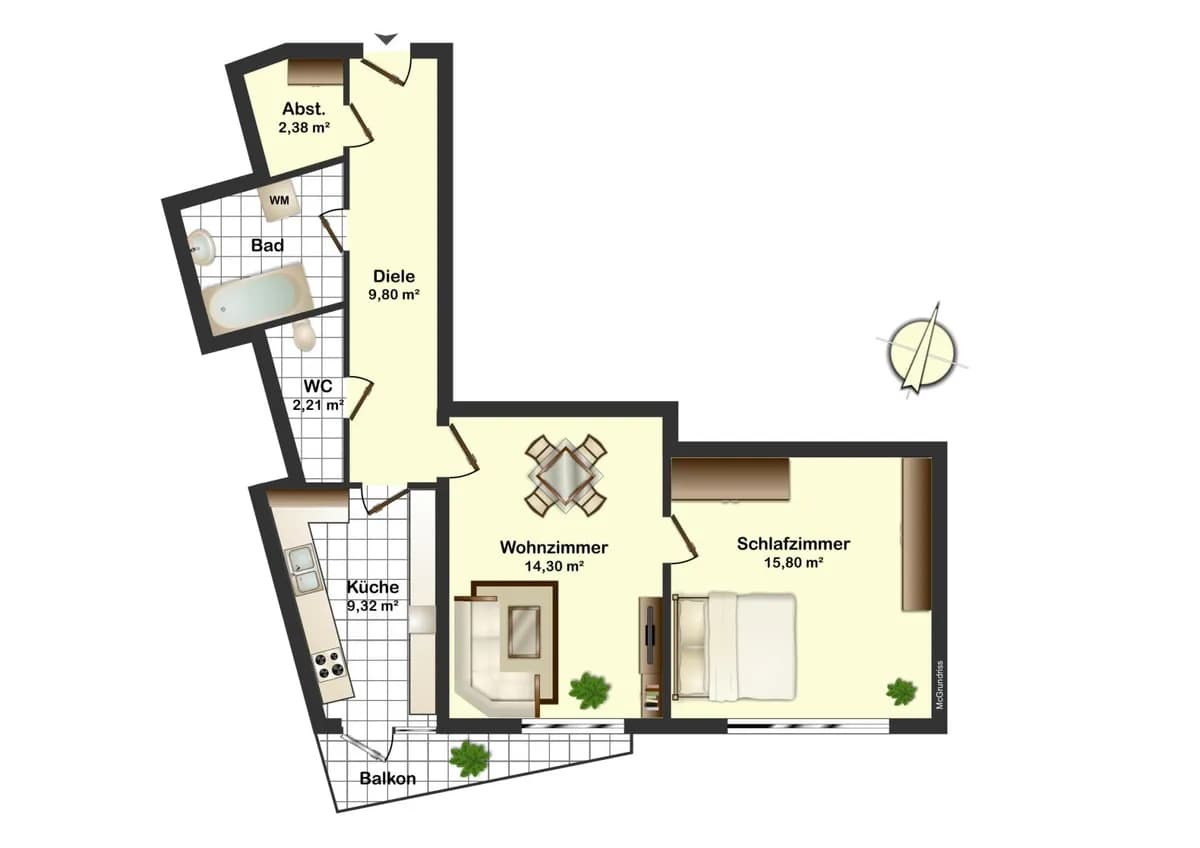 2-Zimmer-Wohnung mieten in Kufstein – 60 m², € 1.023 – Bild 8 von 9