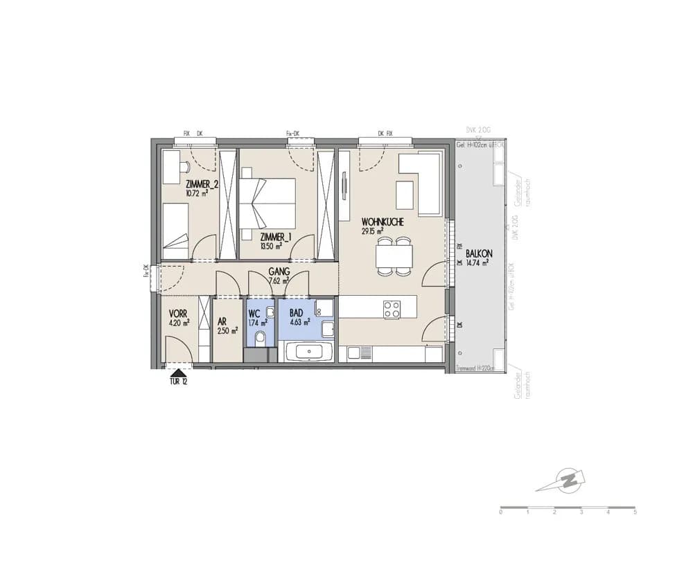 3-Zimmer-Wohnung kaufen in Wien – 74,07 m², € 455.000 – Bild 2 von 3