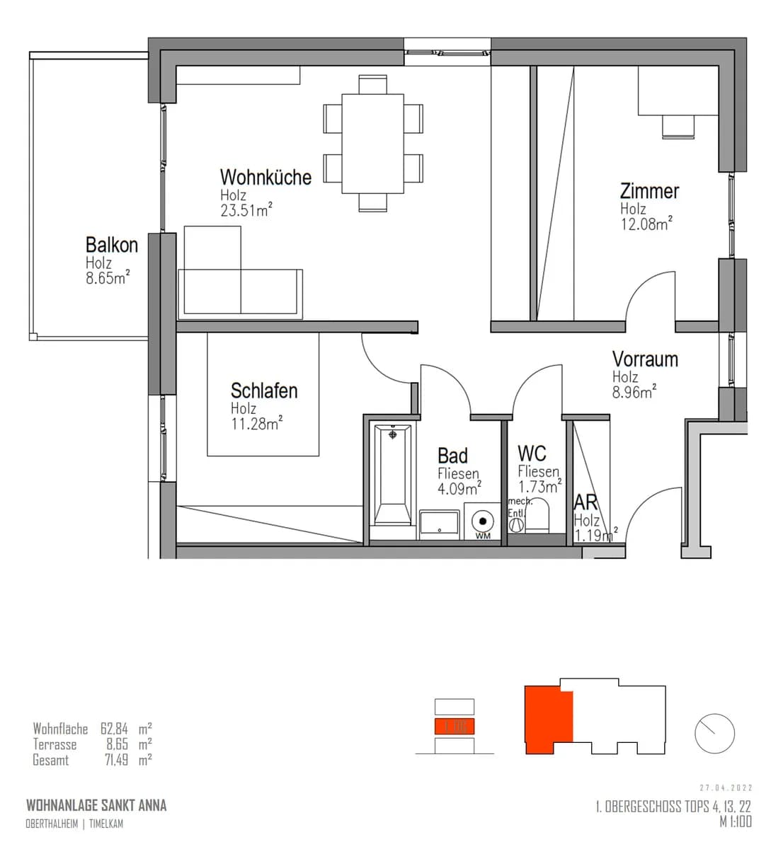 3-Zimmer-Wohnung kaufen in Vöcklabruck – 62,84 m², € 292.066 – Bild 9 von 11
