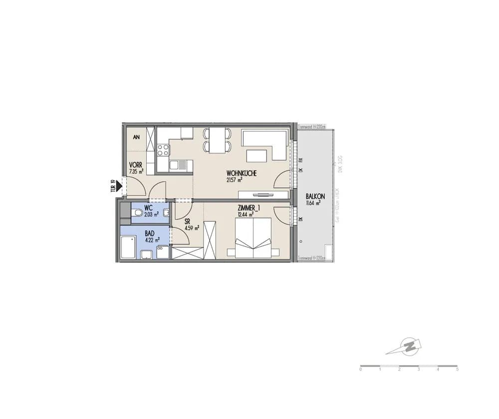 2-Zimmer-Wohnung kaufen in Wien – 51,97 m², € 296.000 – Bild 2 von 3
