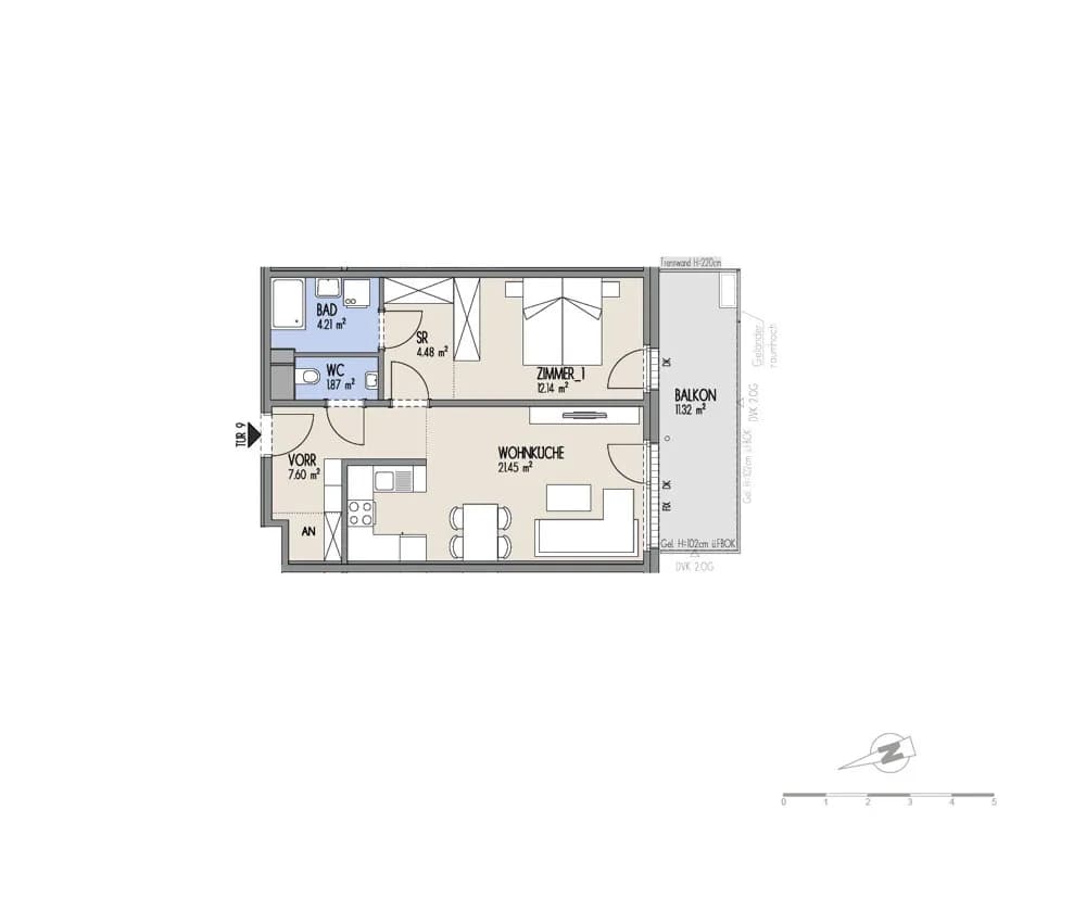 2-Zimmer-Wohnung kaufen in Wien – 51,75 m², € 292.000 – Bild 2 von 3