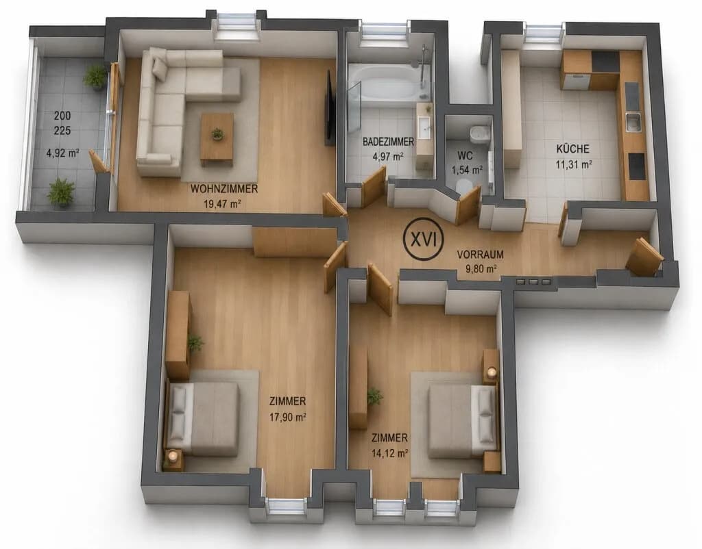 3-Zimmer-Wohnung kaufen in Graz – 80,75 m², € 159.000 – Bild 8 von 9