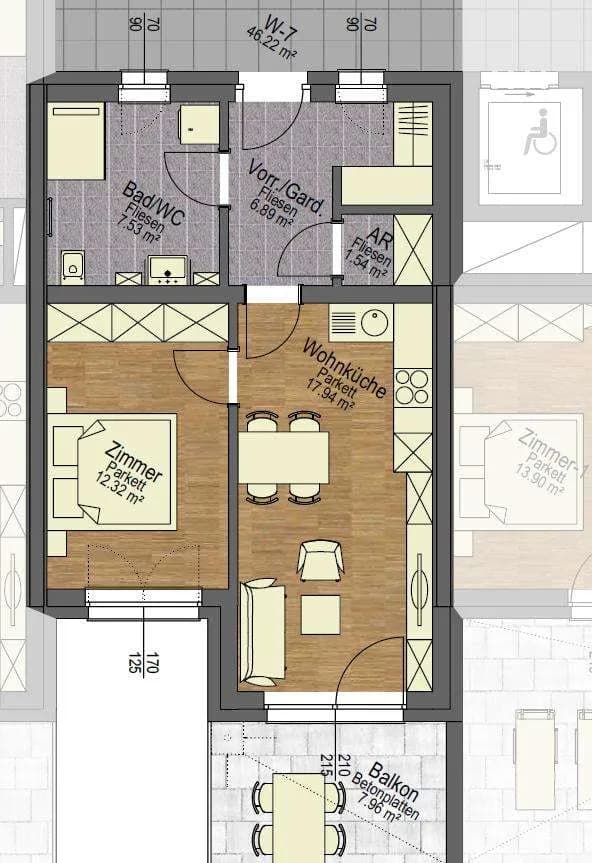 2-Zimmer-Wohnung kaufen in Deutschlandsberg – 46 m², € 164.990 – Bild 2 von 6