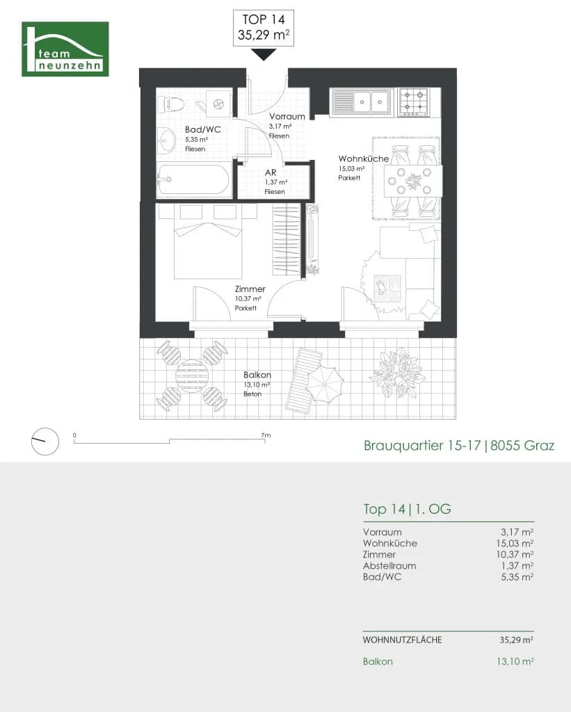 2-Zimmer-Wohnung mieten in Graz – 35,29 m², € 600 – Bild 16 von 16