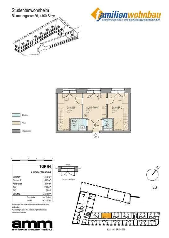 1-Zimmer-Wohnung mieten in Steyr – 10,85 m², € 474 – Bild 4 von 11