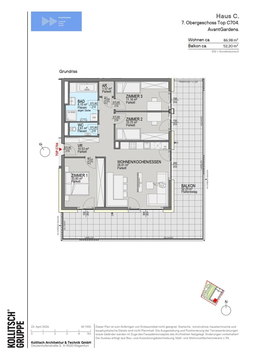 4-Zimmer-Wohnung kaufen in Klagenfurt – 86,98 m², € 782.000 – Bild 2 von 13
