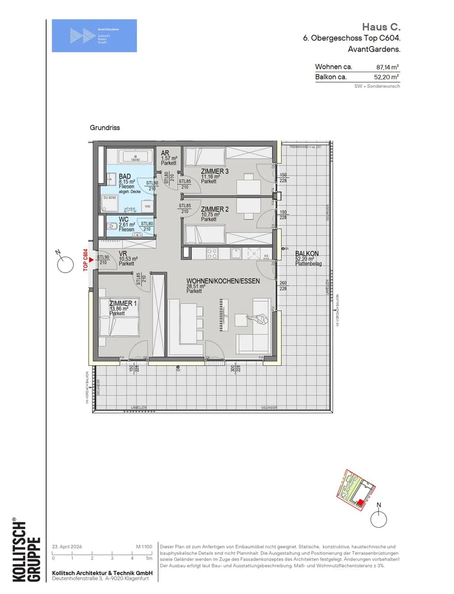 4-Zimmer-Wohnung kaufen in Klagenfurt – 86,98 m², € 655.000 – Bild 2 von 13
