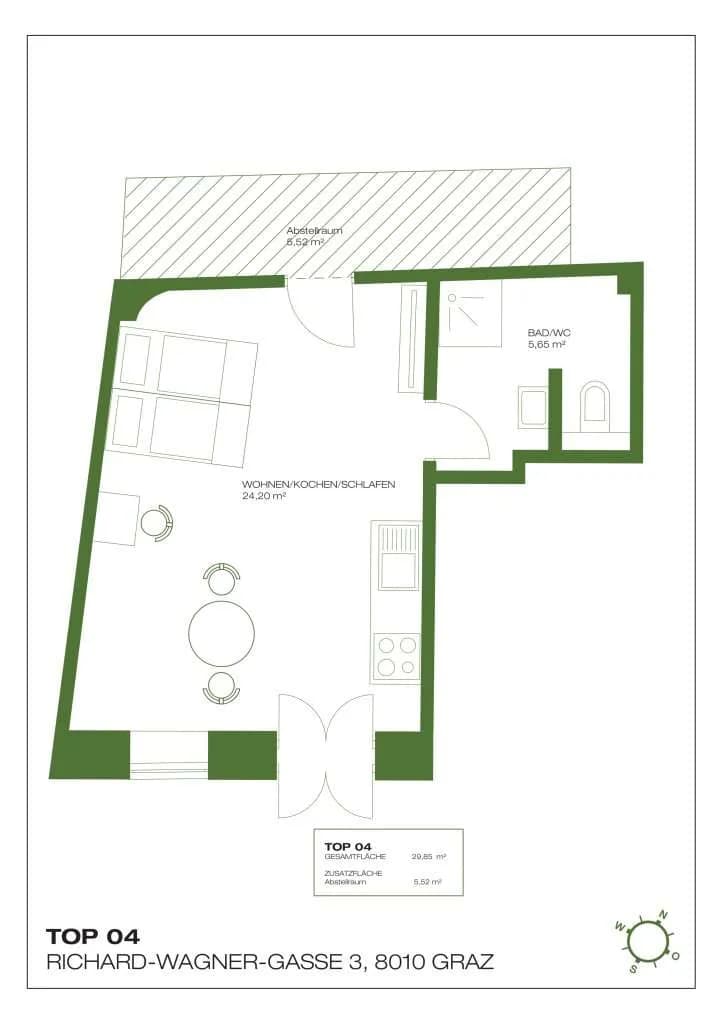 1-Zimmer-Wohnung kaufen in Graz – 29,85 m², € 169.500 – Bild 8 von 8