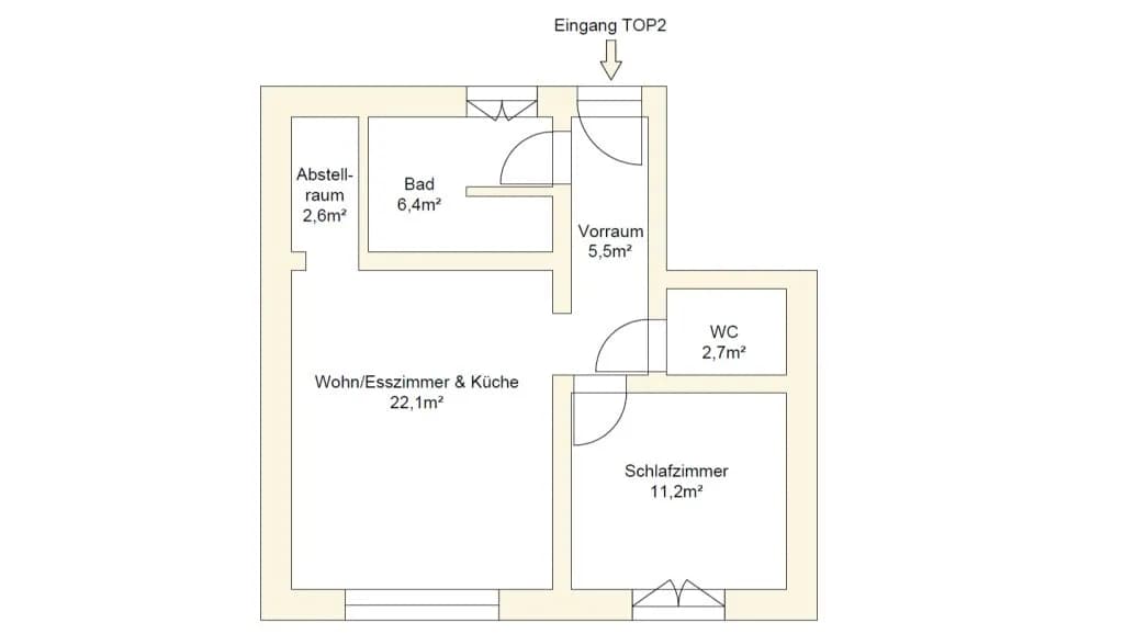 2-Zimmer-Wohnung kaufen in Braunau am Inn – 50 m², € 189.000 – Bild 4 von 5