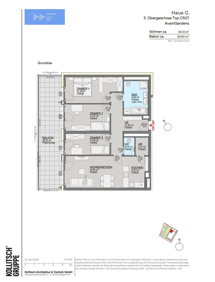 4-Zimmer-Wohnung kaufen in Klagenfurt – 94,31 m², € 622.000 – Bild 2 von 13