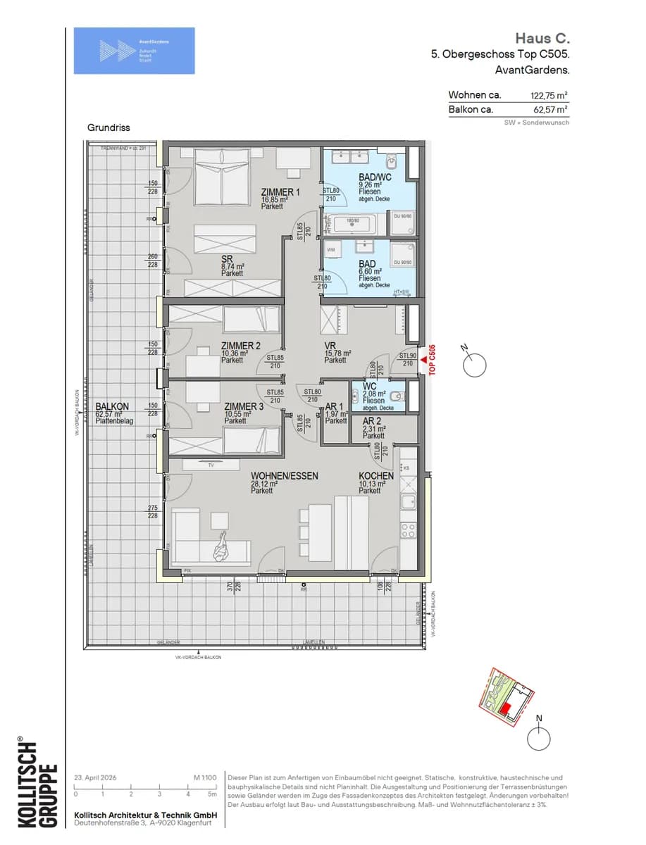 4-Zimmer-Wohnung kaufen in Klagenfurt – 122,75 m², € 799.000 – Bild 2 von 13