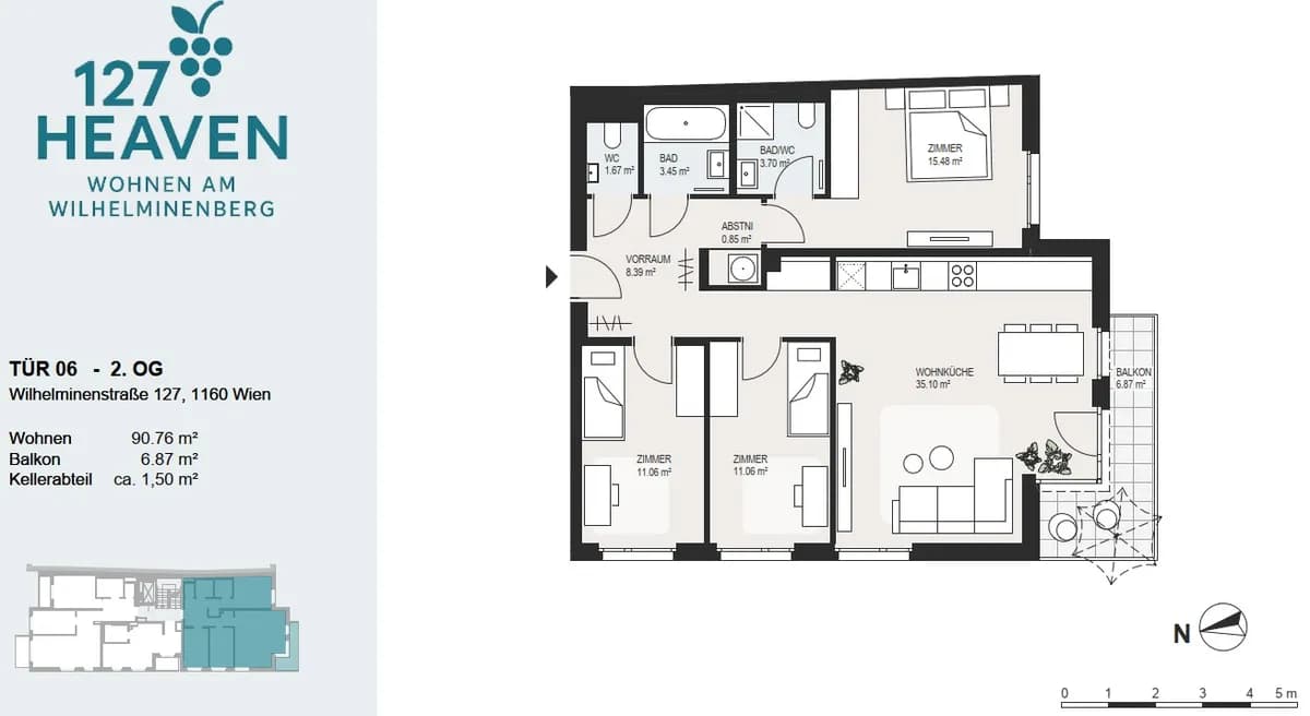 4-Zimmer-Wohnung kaufen in Wien – 90,76 m², € 745.000 – Bild 5 von 6