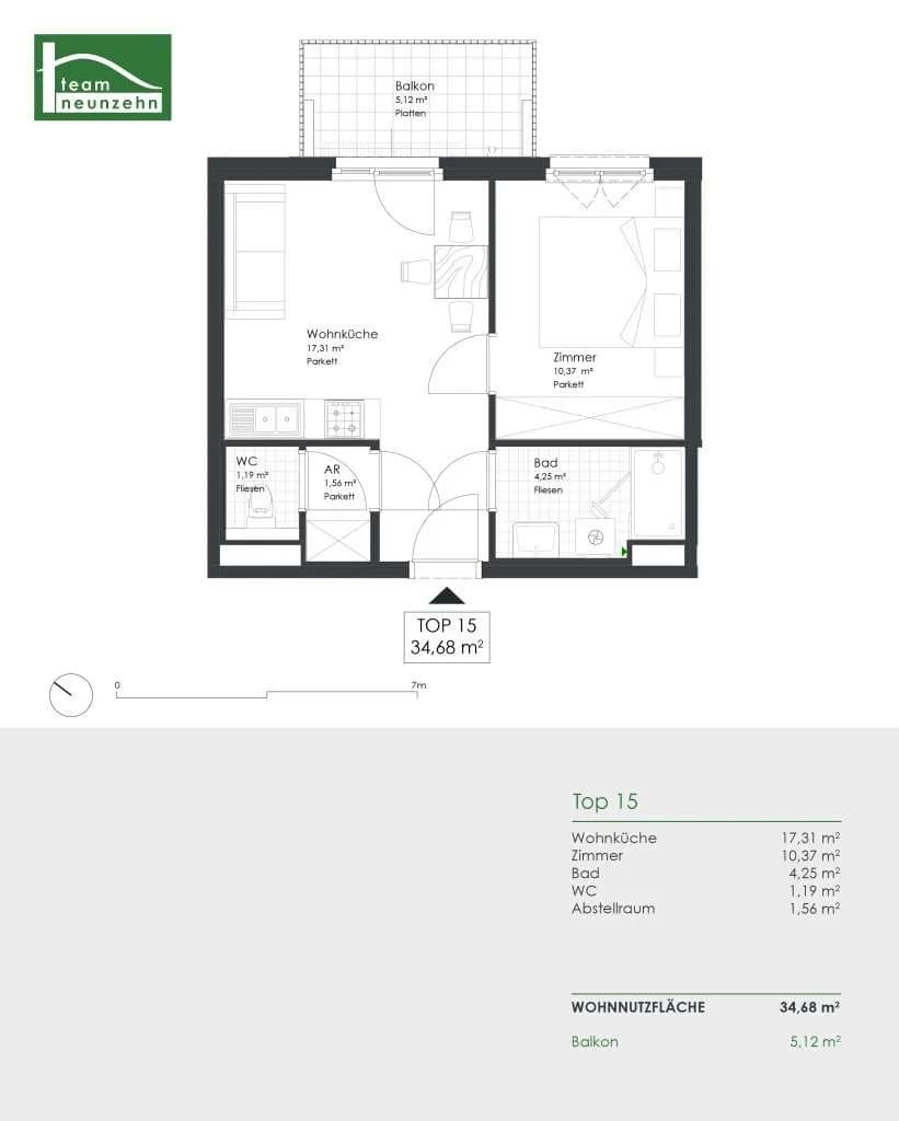 2-Zimmer-Wohnung kaufen in Wien – 34,7 m², € 215.600 – Bild 7 von 7