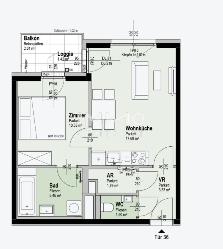 2-Zimmer-Wohnung kaufen in Wien – 42,8 m², € 308.300 – Bild 7 von 7
