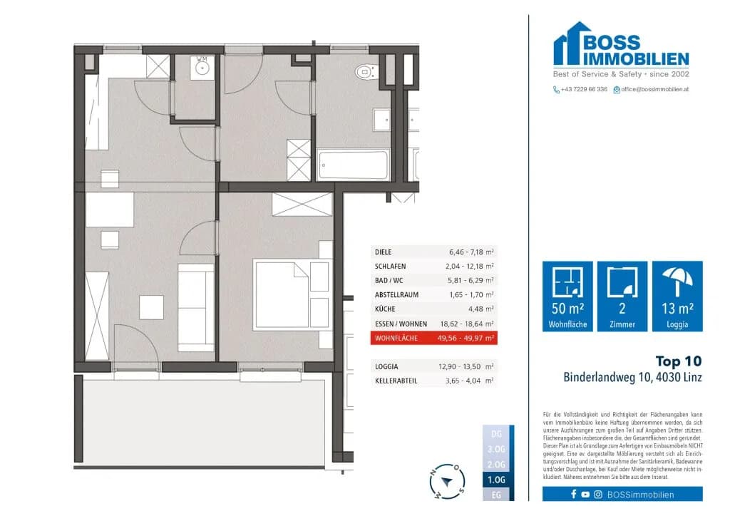 2-Zimmer-Wohnung mieten in Linz – 50,02 m², € 767 – Bild 13 von 13