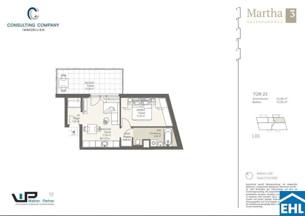 2-Zimmer-Wohnung kaufen in Wien – 43,38 m², € 341.658 – Bild 5 von 5