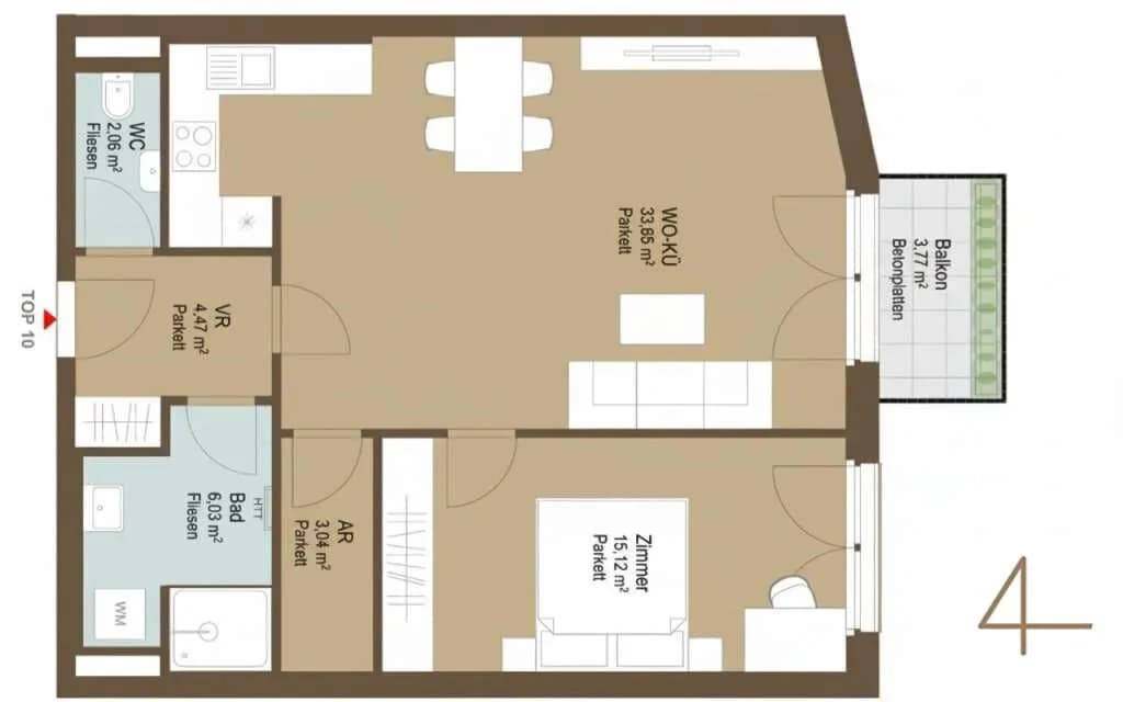 Wohnung kaufen in Tulln – 62,44 m², € 274.958 – Bild 9 von 9