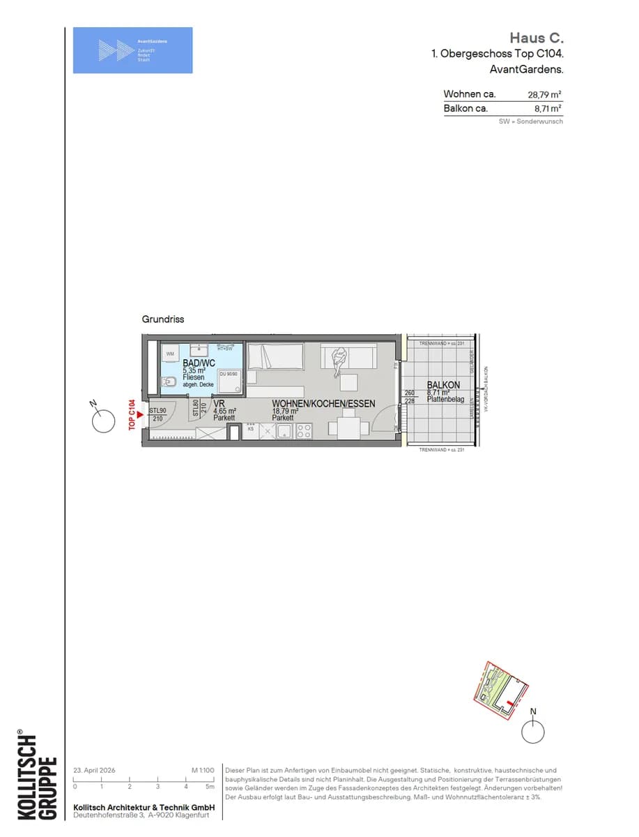 1-Zimmer-Wohnung kaufen in Klagenfurt – 28,79 m², € 165.000 – Bild 2 von 13