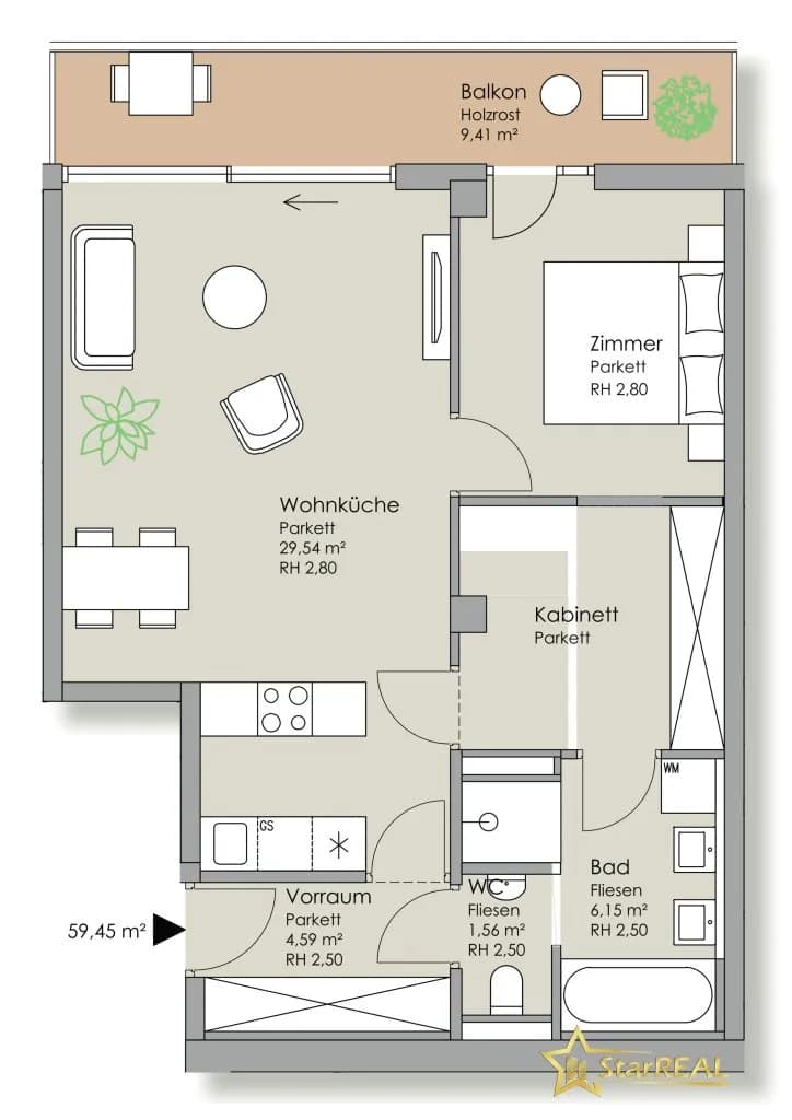 2-Zimmer-Wohnung kaufen in Wien – 59,45 m², € 579.000 – Bild 40 von 42