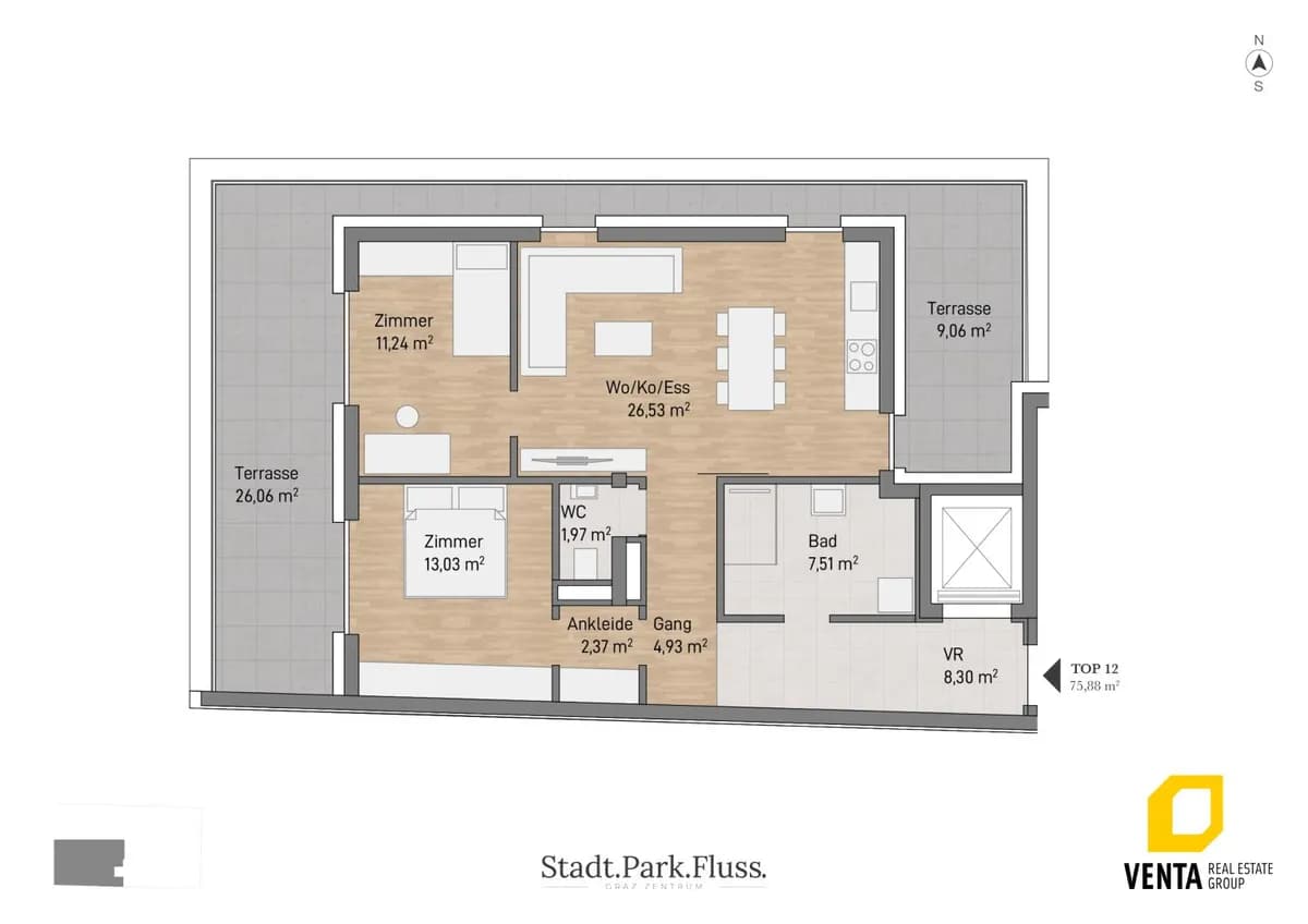 3-Zimmer-Wohnung kaufen in Graz – 75,88 m², € 546.726 – Bild 2 von 6