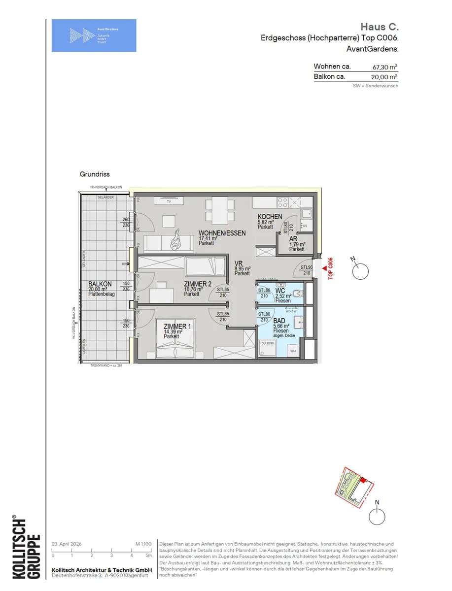 3-Zimmer-Wohnung kaufen in Klagenfurt – 67,69 m², € 358.000 – Bild 2 von 13
