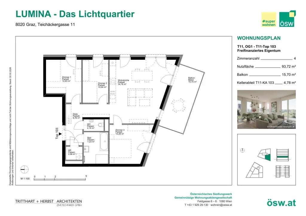 4-Zimmer-Wohnung kaufen in Graz – 93,72 m², € 430.000 – Bild 2 von 11