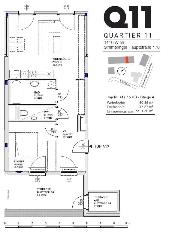 2-Zimmer-Wohnung mieten in Wien – 60,36 m², € 1.180 – Bild 13 von 14