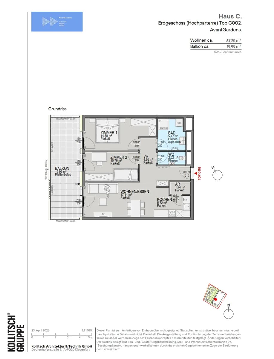 3-Zimmer-Wohnung kaufen in Klagenfurt – 67,48 m², € 358.000 – Bild 2 von 13