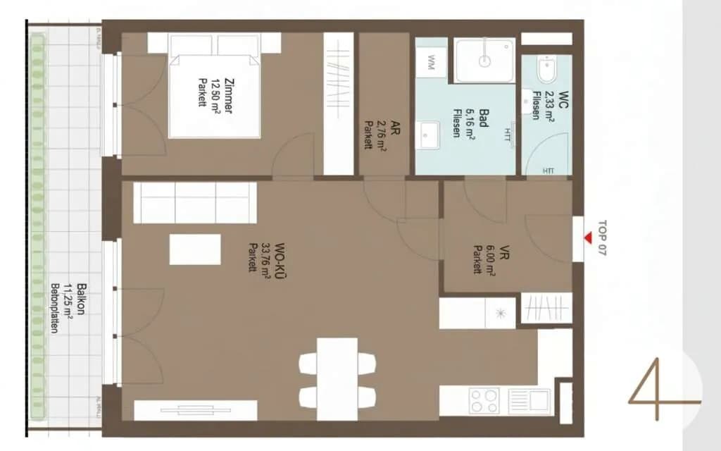 Wohnung kaufen in Tulln – 62,63 m², € 234.000 – Bild 9 von 9