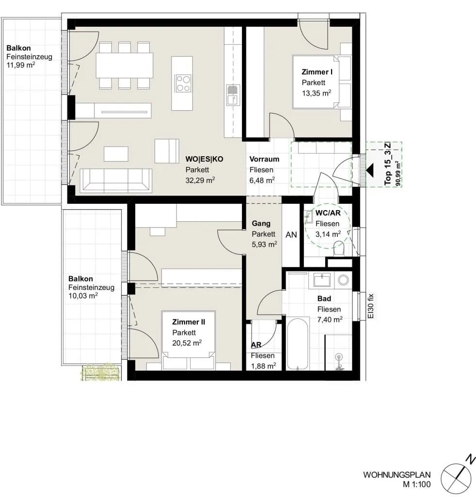 3-Zimmer-Wohnung kaufen in Graz – 90,99 m², € 592.000 – Bild 13 von 15