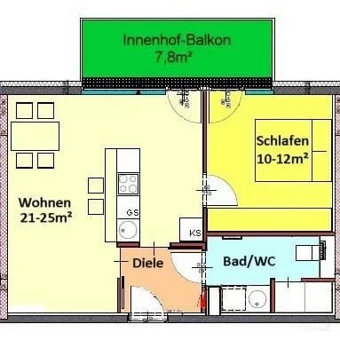 2-Zimmer-Wohnung mieten in Graz – 41,62 m², € 699 – Bild 1 von 11