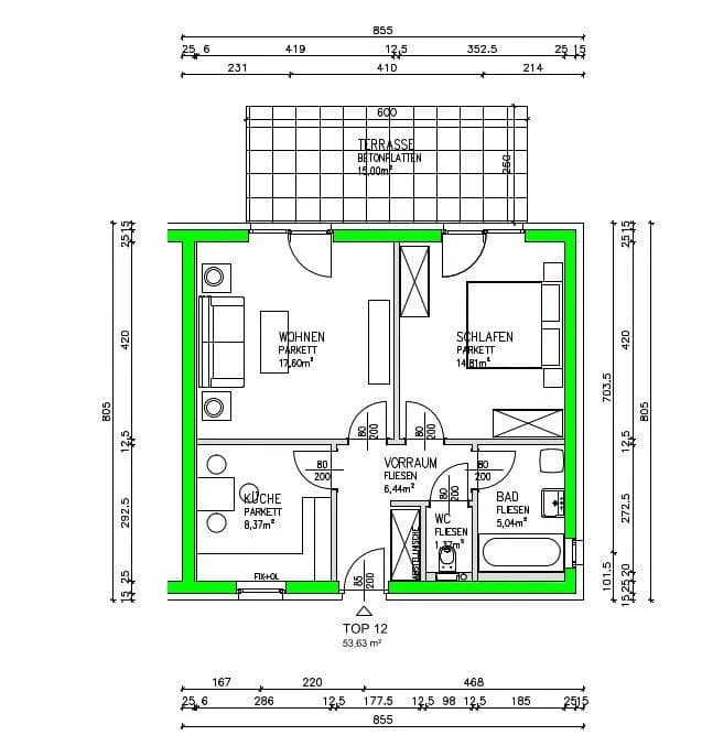 2-Zimmer-Wohnung mieten in Graz – 53,29 m², € 899 – Bild 9 von 9