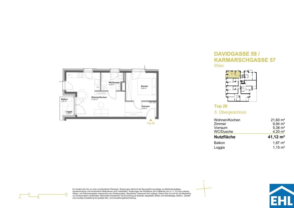 2-Zimmer-Wohnung kaufen in Wien – 41,12 m², € 284.900 – Bild 5 von 5