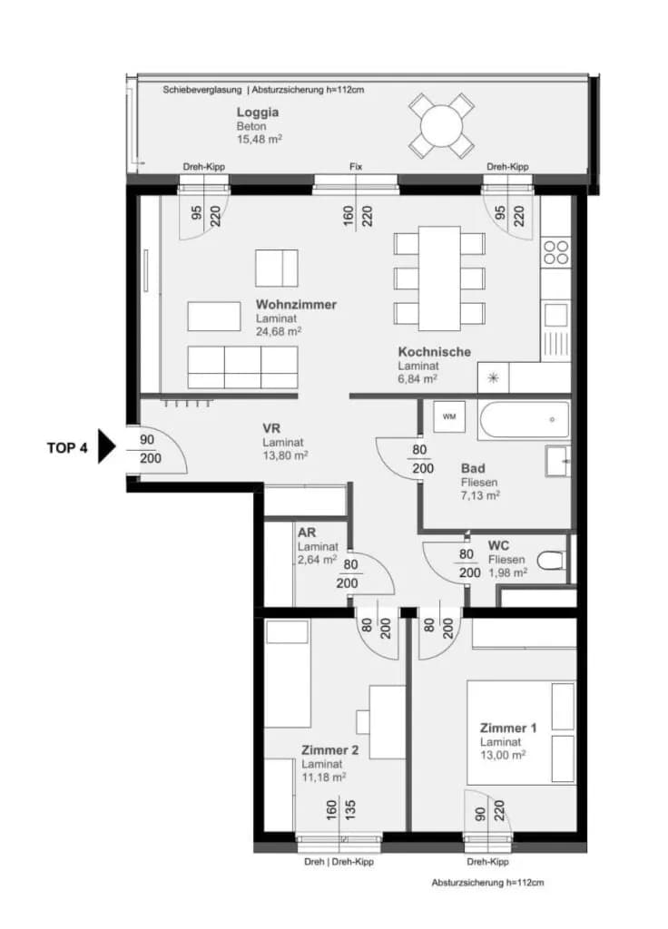 2-Zimmer-Wohnung mieten in Graz – 97 m², € 1.003 – Bild 6 von 6