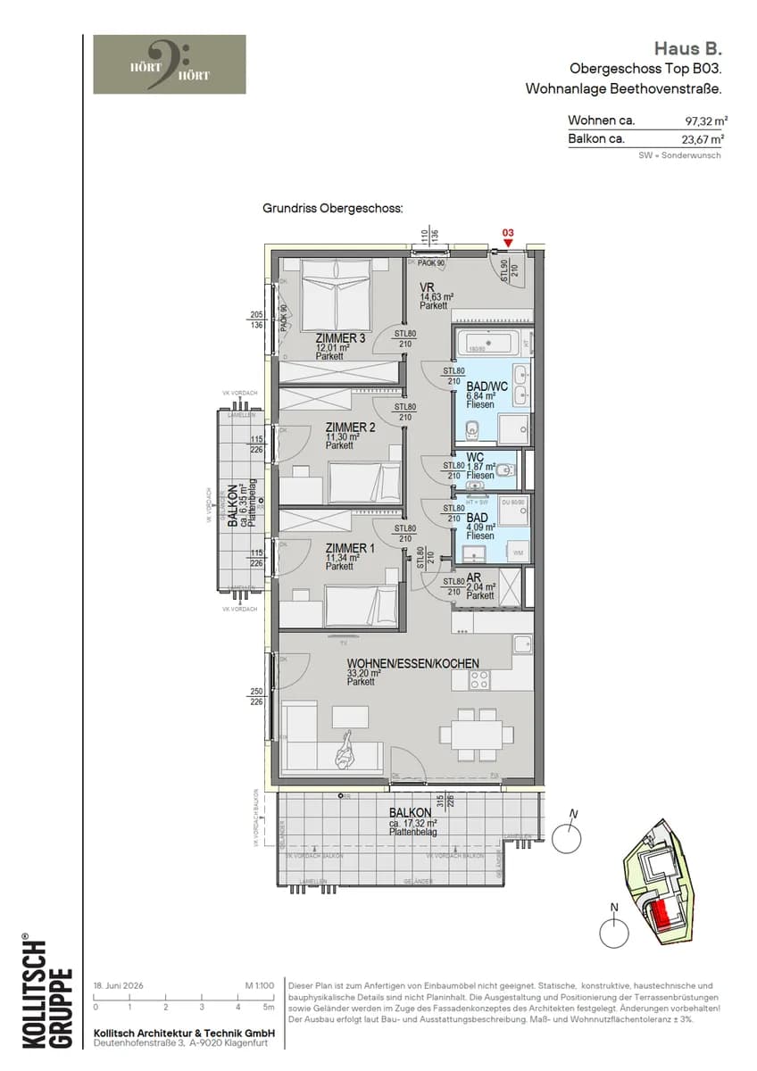 4-Zimmer-Wohnung kaufen in Klagenfurt – 97,32 m², € 802.600 – Bild 7 von 7