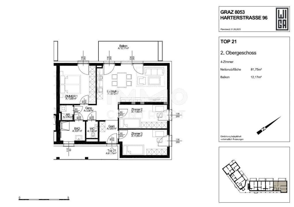 4-Zimmer-Wohnung mieten in Graz – 81,67 m², € 1.121 – Bild 17 von 17
