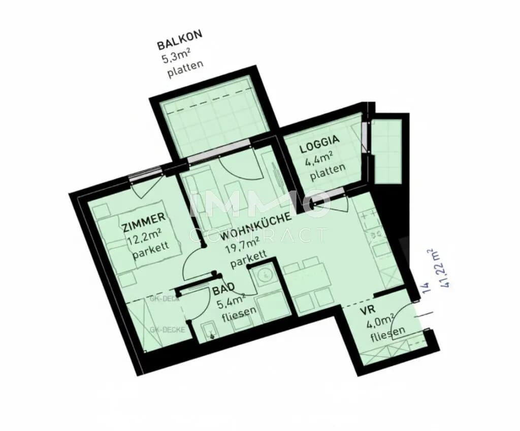 2-Zimmer-Wohnung kaufen in Wien – 41,3 m², € 315.500 – Bild 11 von 11