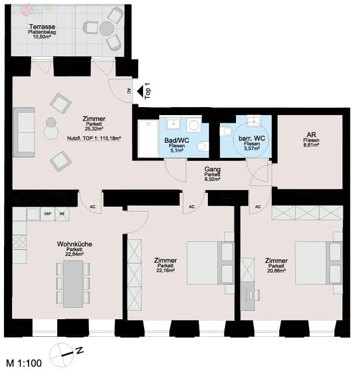 4-Zimmer-Gewerbeimmobilie mieten in Wien – 115 m², € 1.999 – Bild 7 von 9