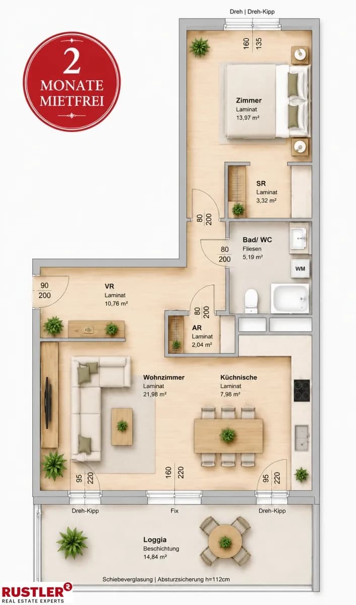 2-Zimmer-Wohnung mieten in Graz – 80,08 m², € 764 – Bild 1 von 2